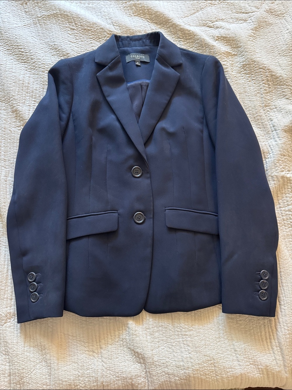 Talbots Petite Slim Cut Navy Double-Button Blazer